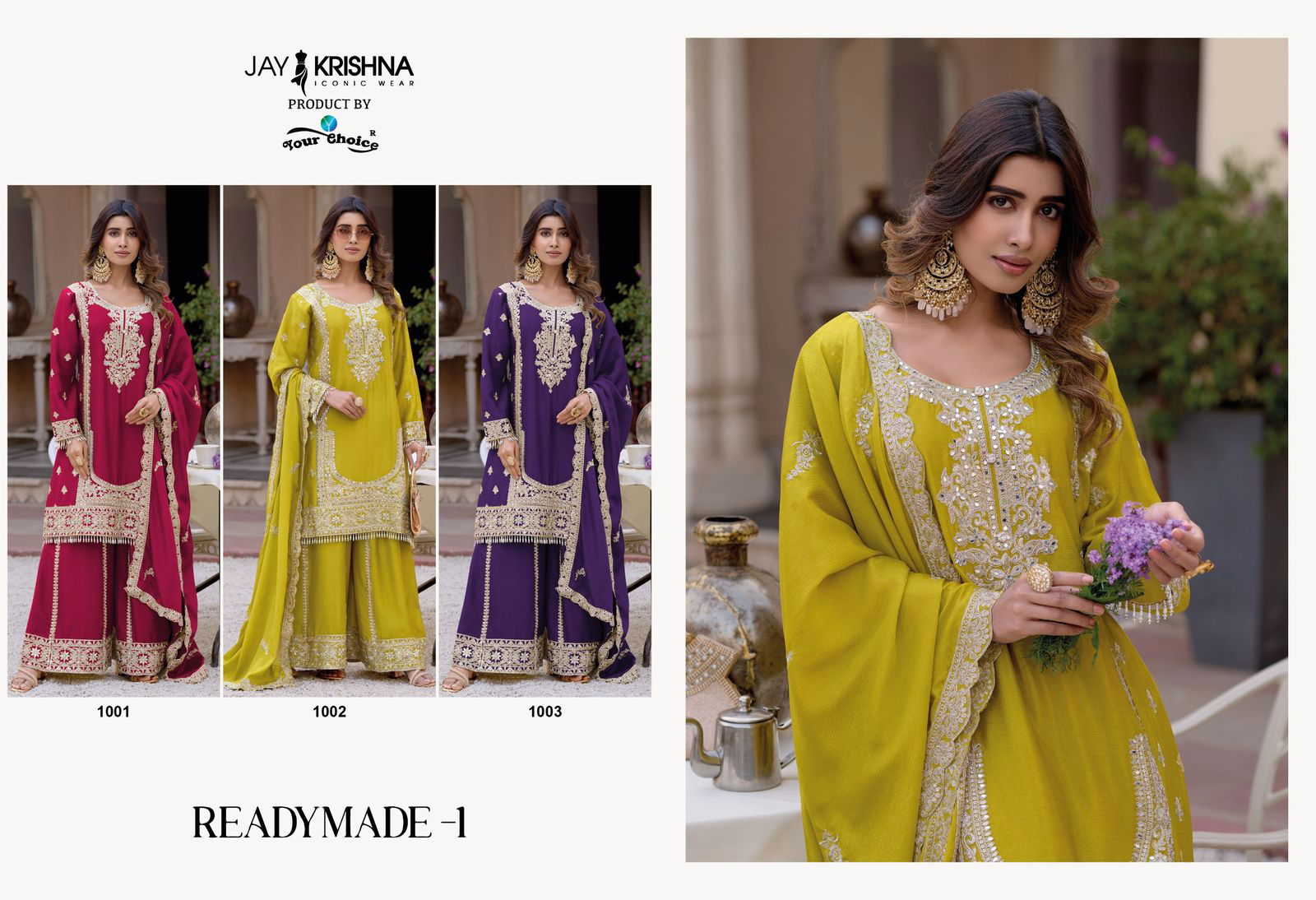 Readymade 1 By Your Choice Chinon Designer Suits Surat Wholesale Market